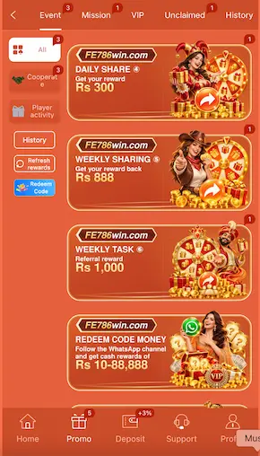 fe786win promotional rewards