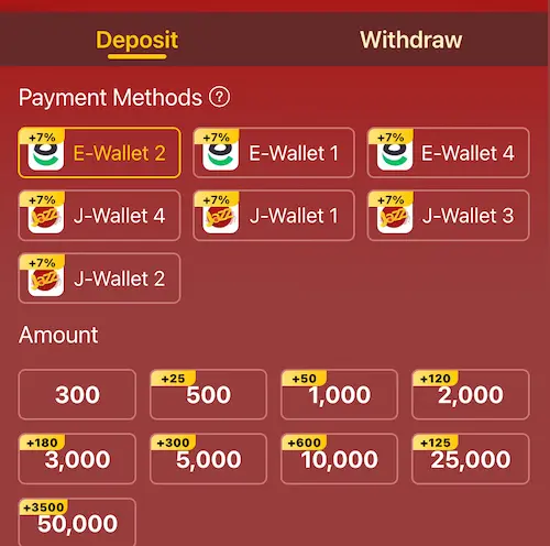 aone777 deposit and withdraw section
