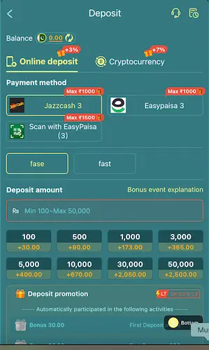 mj77 deposit method